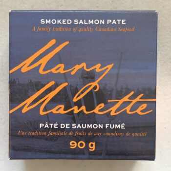 Image of the front of a package of Mary Manette Smoked Salmon Pâté
