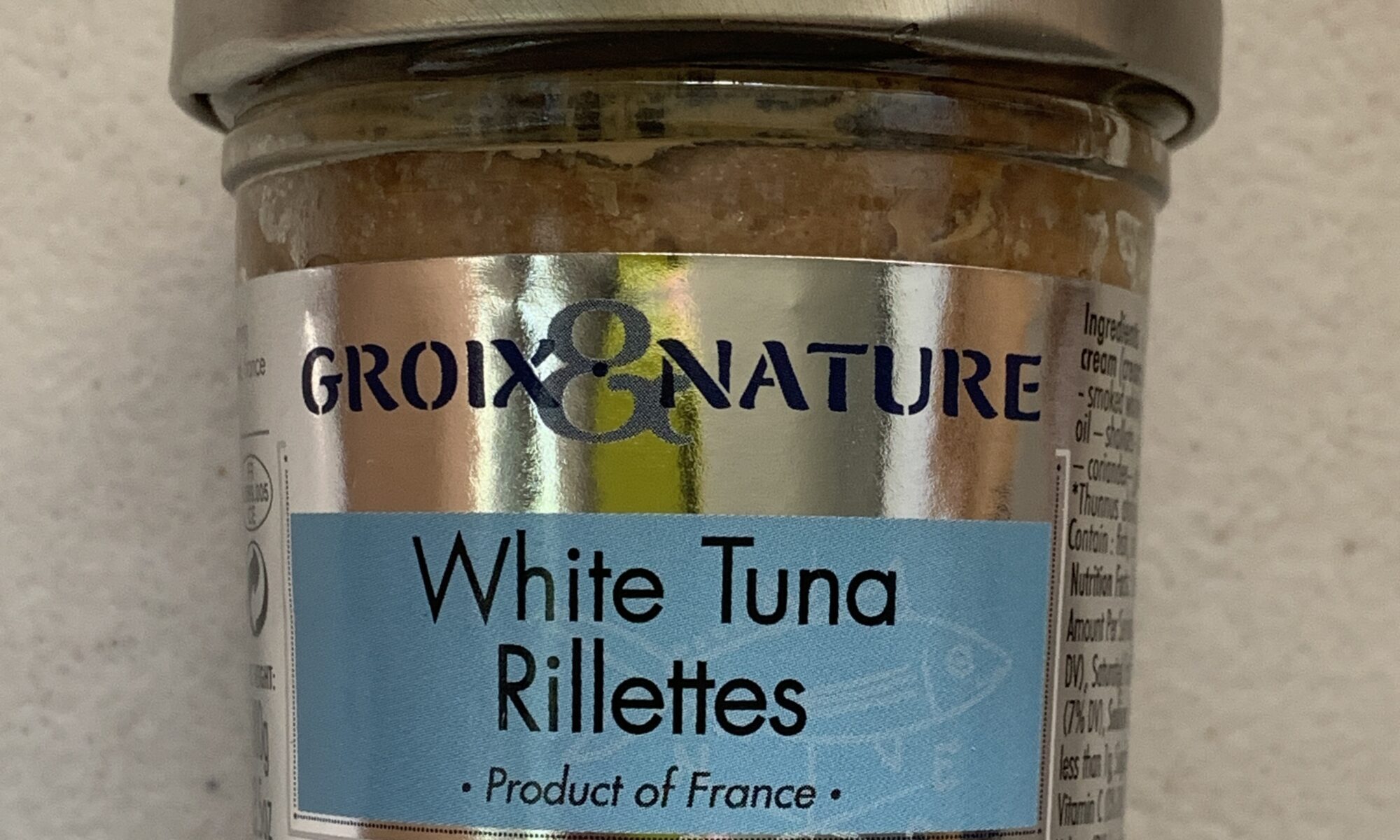 Image of the front of a jar of Groix & Nature White Tuna Rillettes