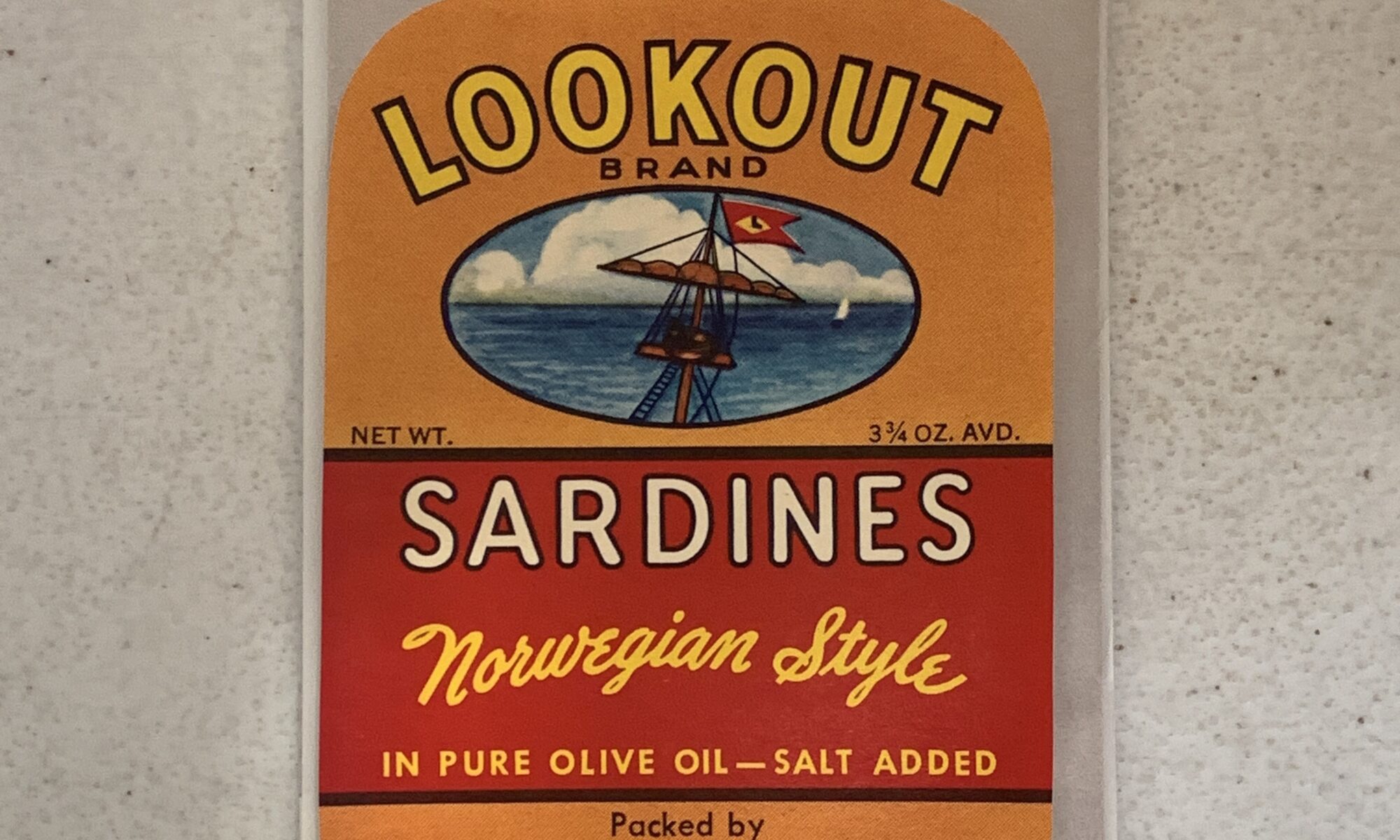 Image of a Vintage Sardine Label - Lookout
