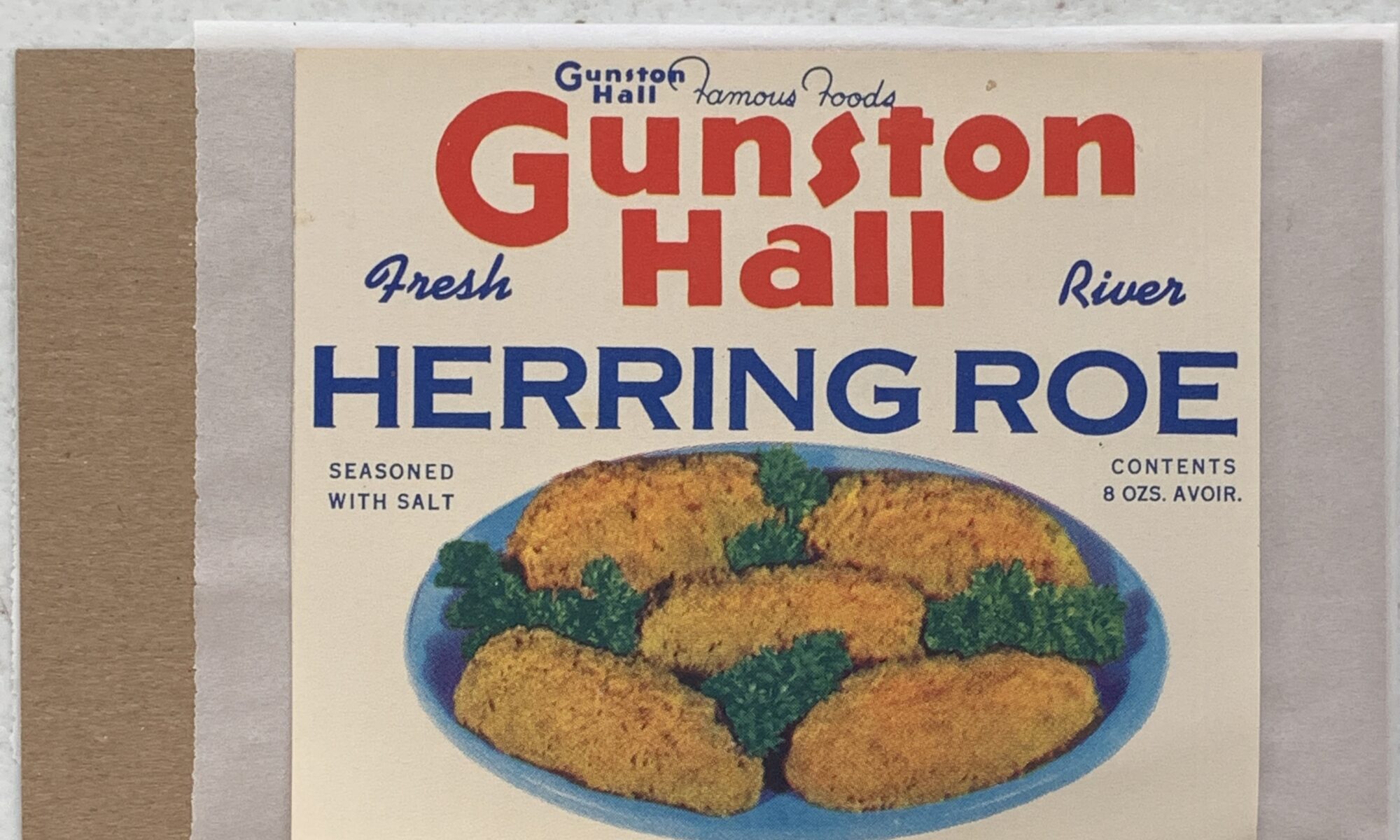 Image of a Vintage Seafood Label - Gunston Hall Herring Roe