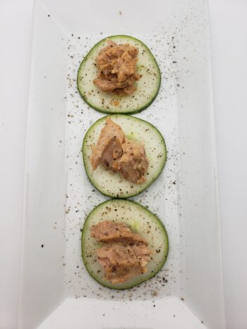 Image of Don Gastronom tuna with honey and mustard on cucumber with lemon and black pepper