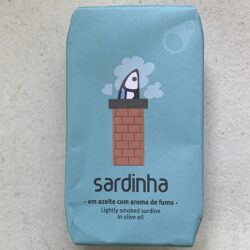 Image of the front of a package of Sardinha Lightly Smoked Sardines in Olive Oil
