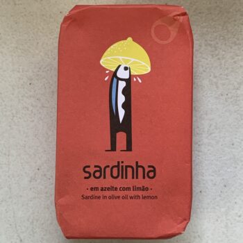 Image of the front of a package of Sardinha Sardines in Olive Oil with Lemon