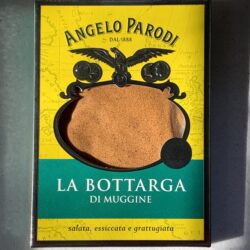 Image of the front of a package of Angelo Parodi Grated Mullet Bottarga (Salted, Dried Roe)