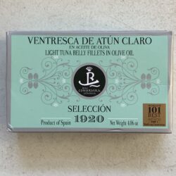 Image of the front of a package of Real Conservera Selección 1920 Ventresca de Atún Claro (Yellowfin Belly) in Olive Oil