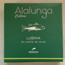 Image of the front of a package of Artesanos Alalunga Sea Bass with Olive Oil