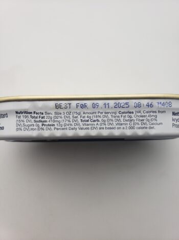 Image of Sunnmore peppered mackerel side label with nutritional information