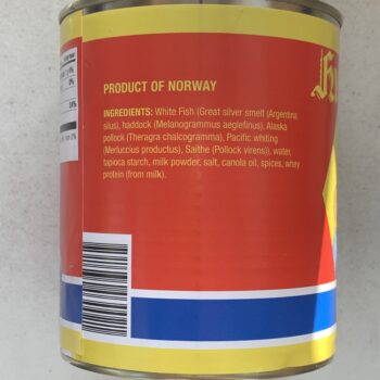 Image of the side panel of a can of Husmor Fish Balls in Brine