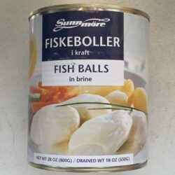 Image of the front of a can of Sunnmöre Fish Balls in Brine (Fiskeboller i kraft)