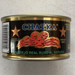 Image of the front of a can of Chatka King Crab 100% Legs, 121g