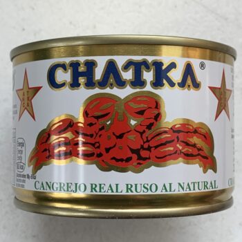 Image of the front of a can of Chatka King Crab 60% Legs, 185g