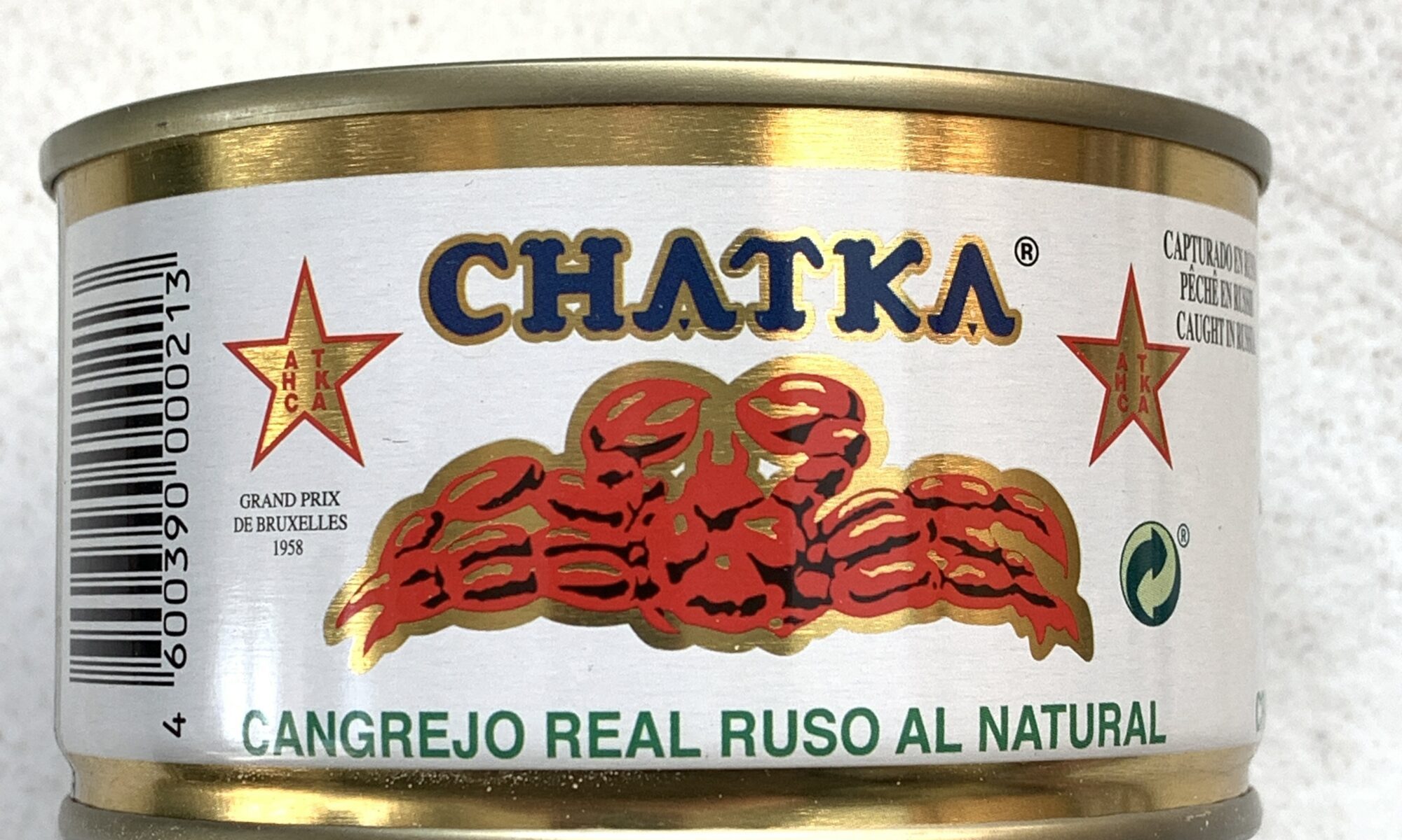 Image of the front of a can of Chatka King Crab 60% Legs, 121g