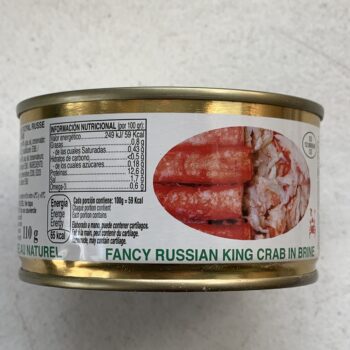 Image of the Nutrition Info panel of a can of Chatka King Crab 60% Legs, 121g