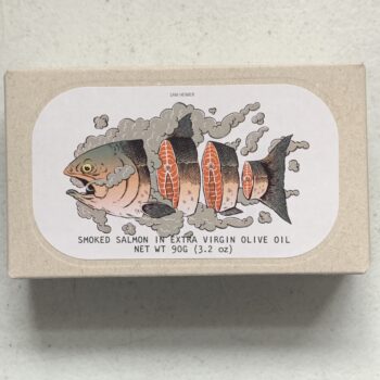Image of the front of a package of José Gourmet Smoked Salmon in Extra Virgin Olive Oil