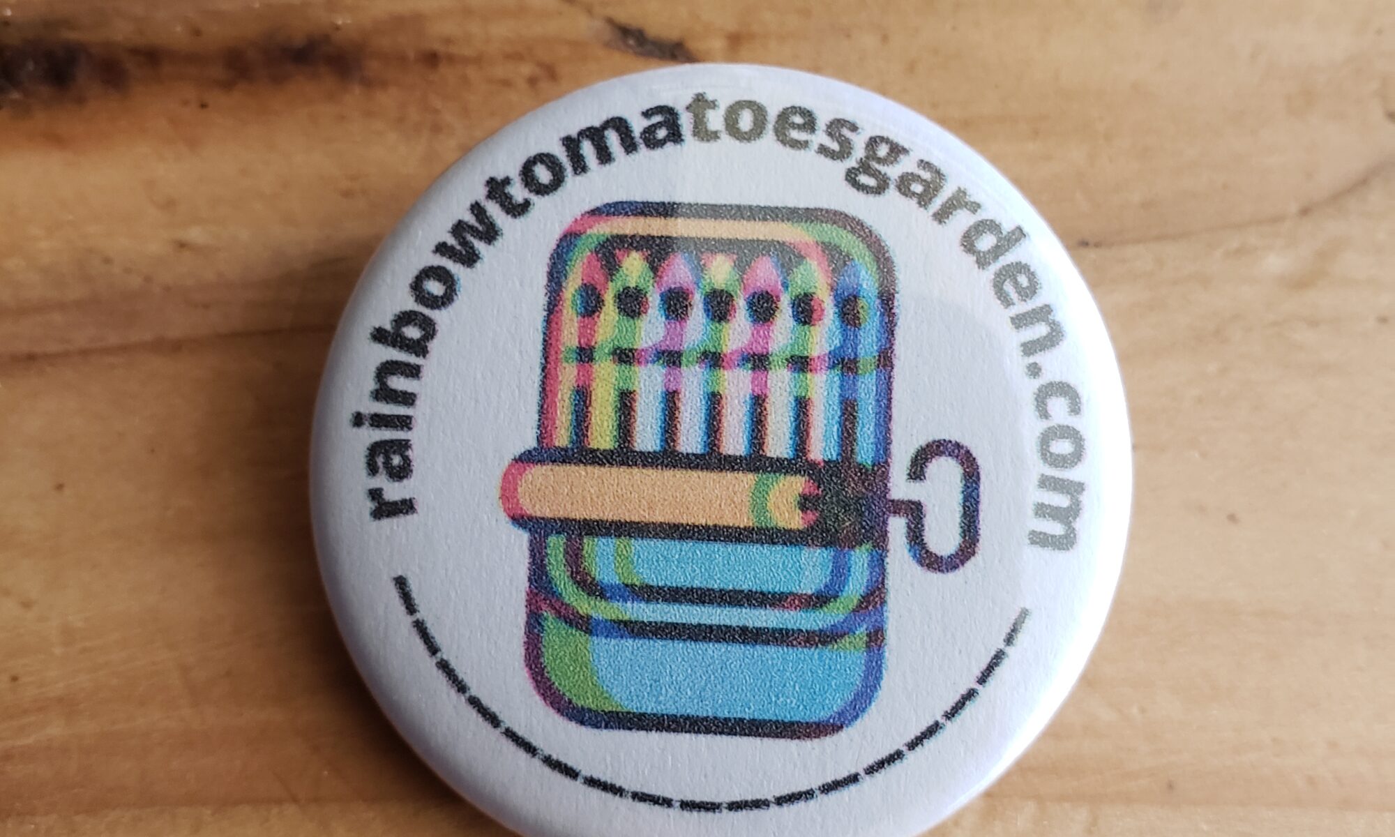Image of Rainbow Tomatoes Garden pinback button